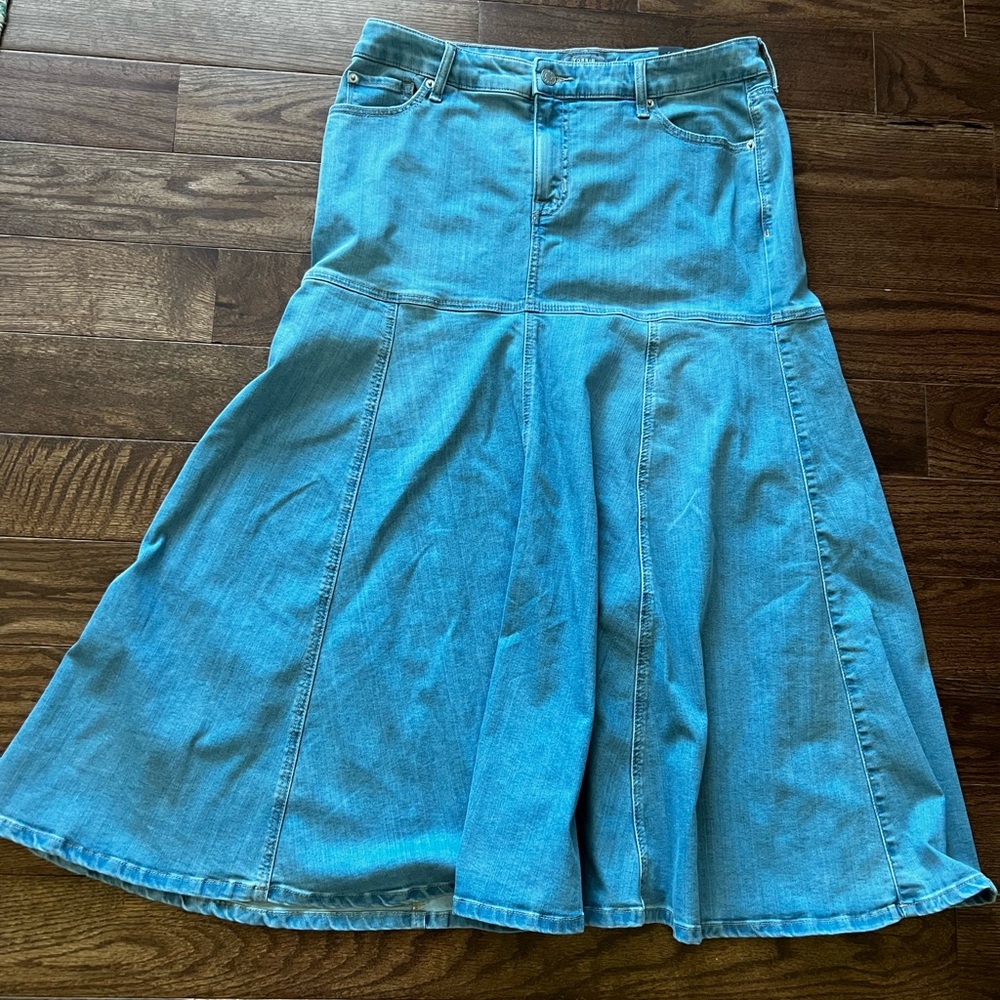 torrid Blue Denim A-Line Flared Midi Skirt